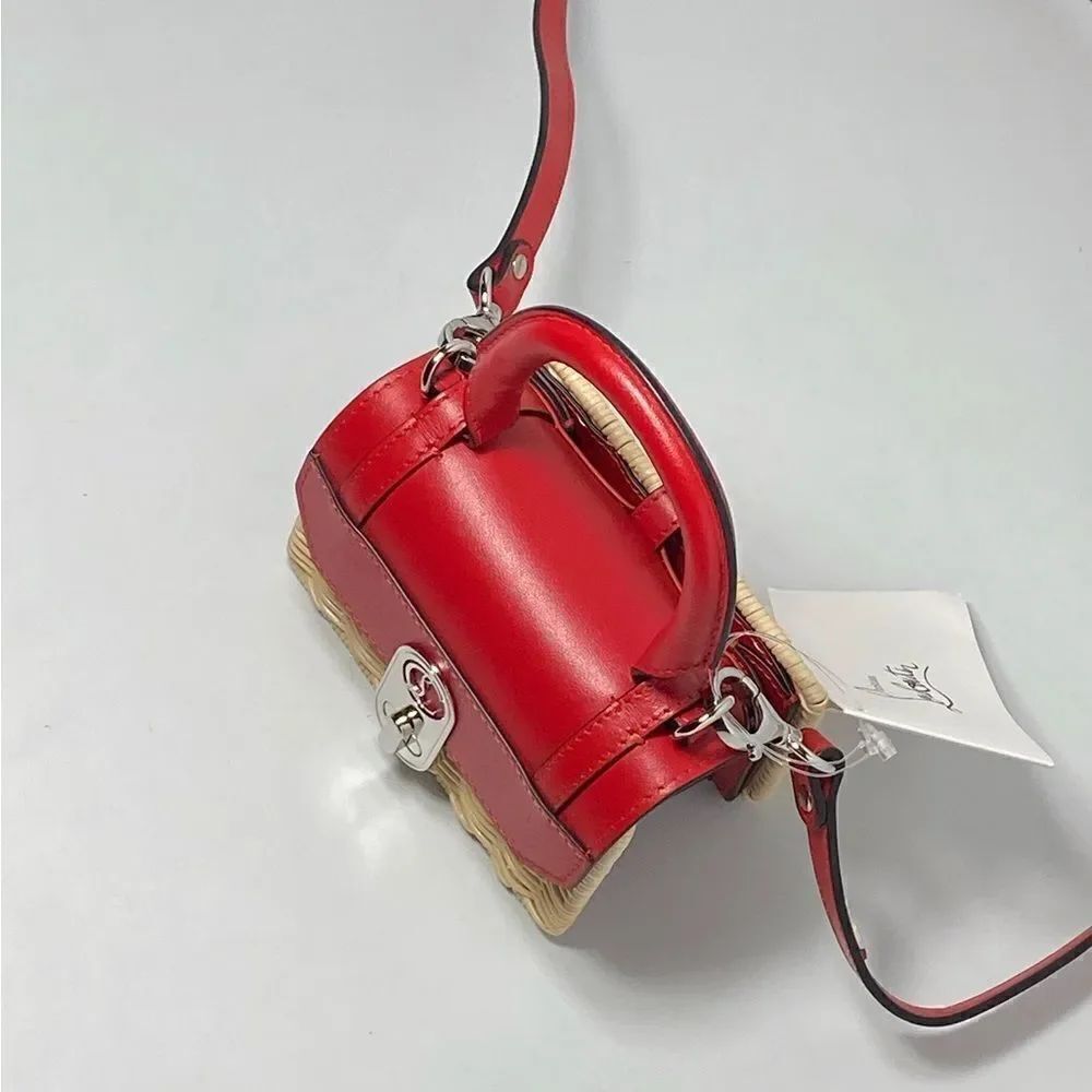Christian Louboutin Elisa Nano leather and raffia tote - Picture 8 of 16